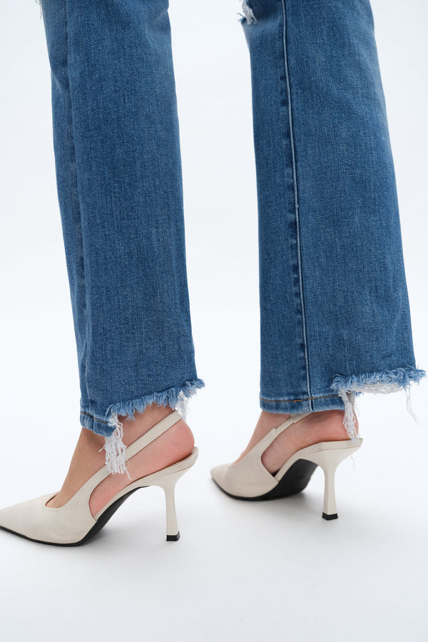 Lisa High Rise Ripped Jeans-Straight-BAYEAS