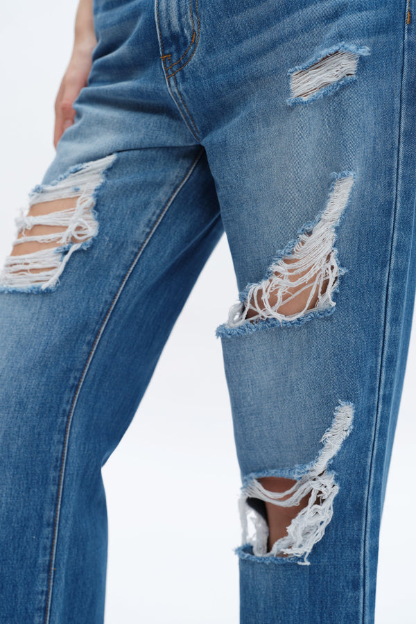 Rita High Rise Distressed Wide Leg Jeans-Wide Leg-BAYEAS