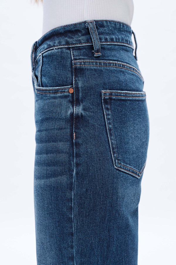 High Rise Relaxed Wide Leg Denim Jeans-Wide Leg-BAYEAS