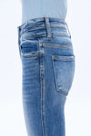 High Rise Flare Denim Jeans With Clean Hem-Flare & Bootcut-BAYEAS