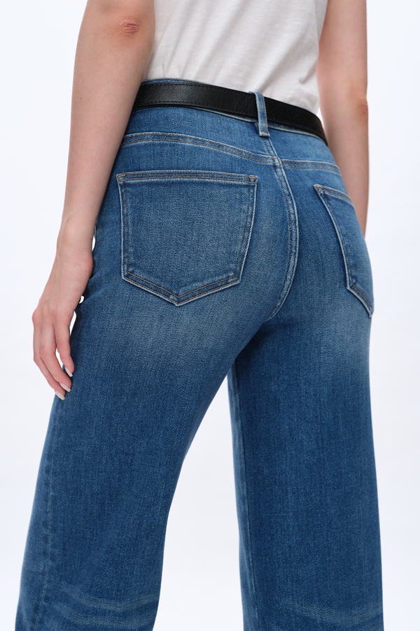 Rolled Straight Leg Denim Jeans-Straight-BAYEAS
