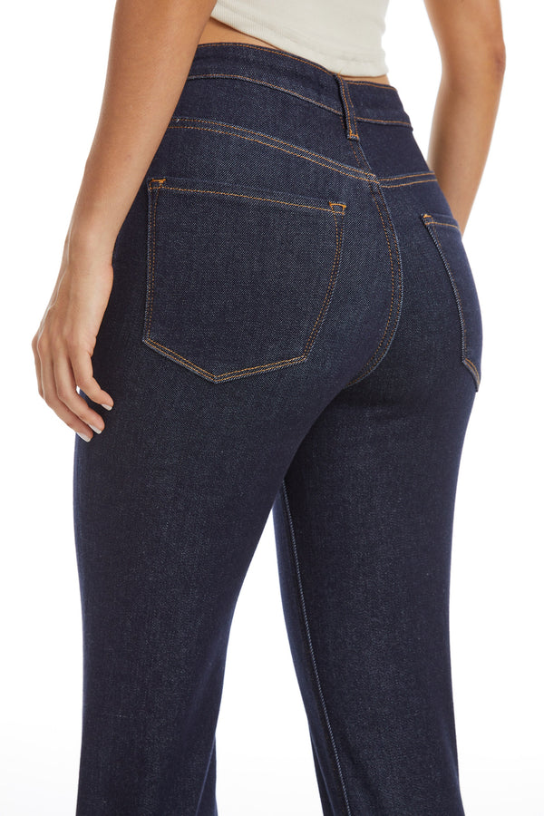 High Rise Straight Denim Jeans-Straight-BAYEAS