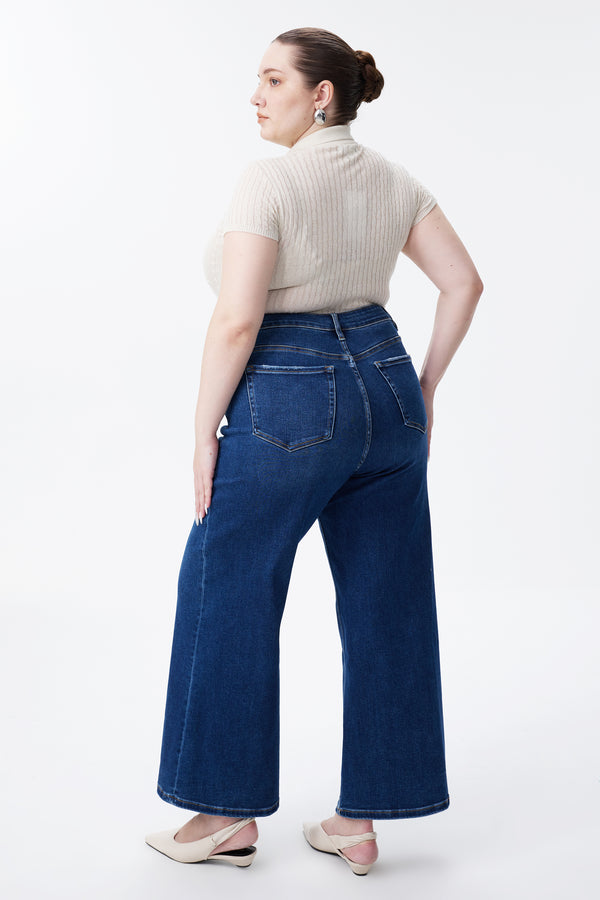 High Rise Ankle Wide Leg Jeans