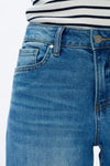 Mid Rise Wide Leg Denim Jeans With Raw Hem