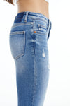 Mid Rise Slim Straight Jeans With Raw Hem-Straight-BAYEAS