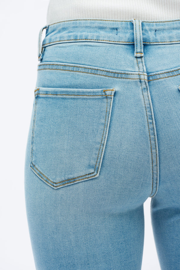 High Rise Rhinestone Jeans-Flare-BAYEAS