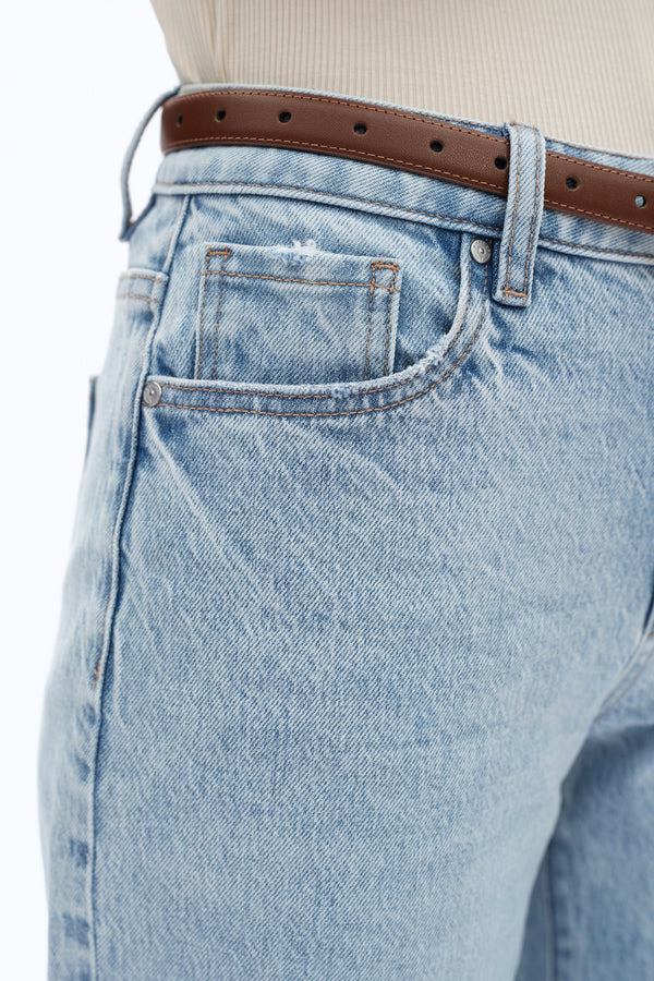 Mid Rise Barrel Leg Jeans-Wide Leg-BAYEAS