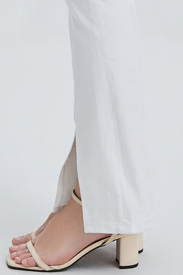 High Rise Front Slit Flare Pants-Flare & Bootcut-BAYEAS