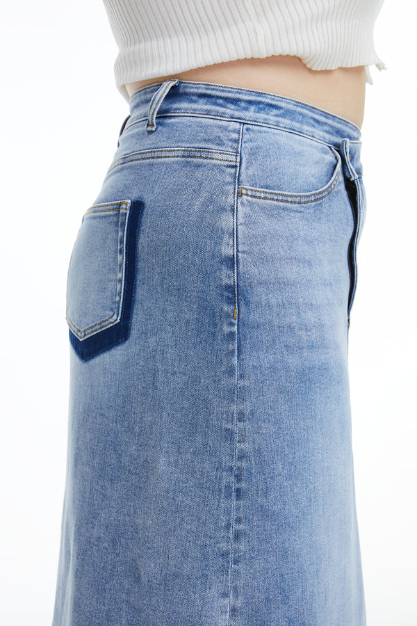 Front Split Denim Skirt