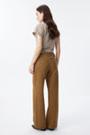 Mid Rise Textured Wide Leg Pants