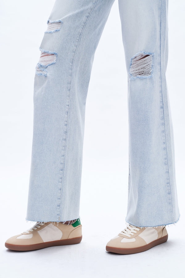 High Rise Wide Leg Straight Jeans-Wide Leg-BAYEAS