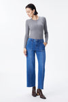 High Rise Relaxed Ankle Raw Hem Straight Leg Jeans