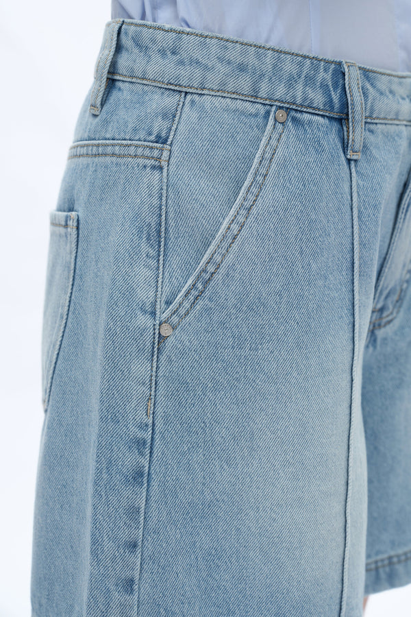 Mid Rise Bermuda Denim Shorts-Bermuda Shorts-BAYEAS