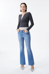 Mid Rise Distressed Bootcut Jeans