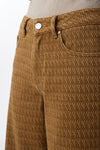Mid Rise Textured Wide Leg Pants