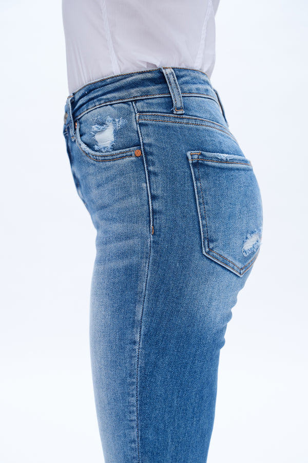 High Rise Flare Denim Jeans-Flare & Bootcut-BAYEAS