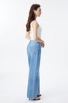 High Rise Contrast Panel Straight Jeans