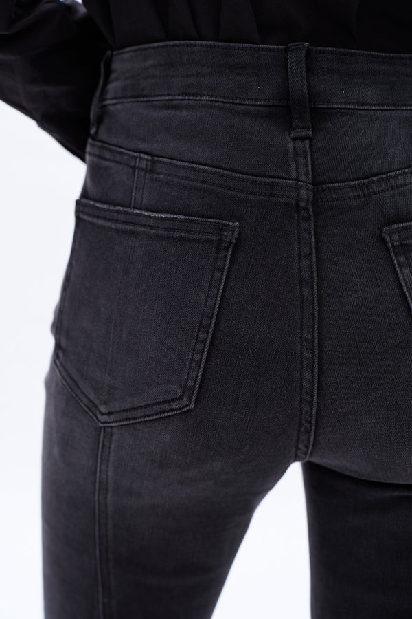 High-Rise Bootcut Jeans with Slit-Flare & Bootcut-BAYEAS