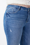 Mid Rise Distressed Bootcut Jeans
