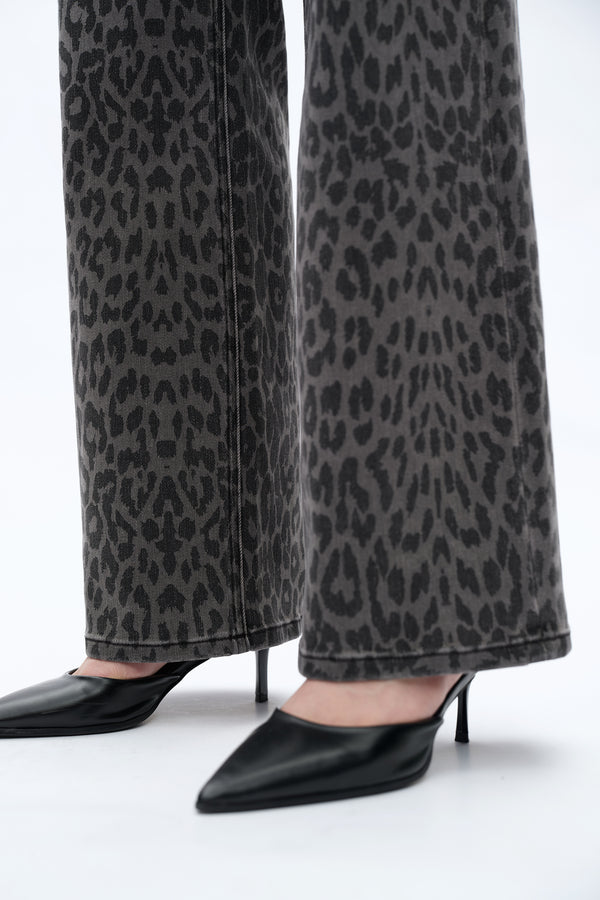 Leopard Print Wide Leg Jeans-Wide Leg-BAYEAS