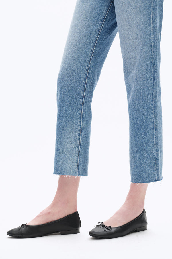 High Rise Straight Denim Jeans-Straight-BAYEAS