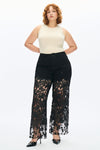 Embroidery High Rise Wide Leg Lace Denim Jeans With Rhinestone (最新版备份)-Wide Leg-BAYEAS