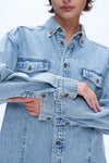Oversized Denim Shirt for Women-Shirts-BAYEAS