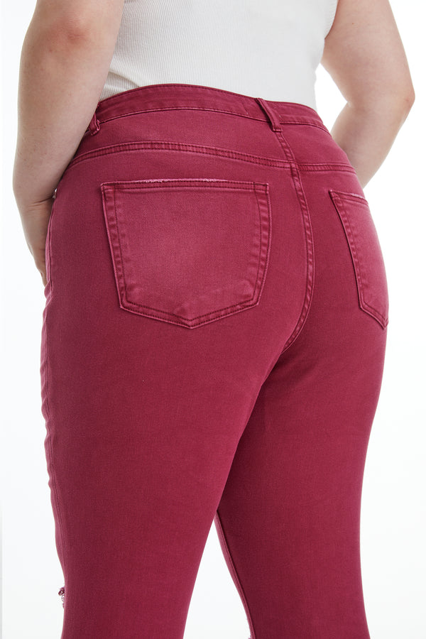High Rise Ankle Distressed Flare Pants
