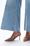 Mid Rise Flare Leg Denim Jeans-Flare & Bootcut-BAYEAS