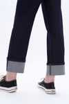 High Rise Straight Cuffed Denim Jeans