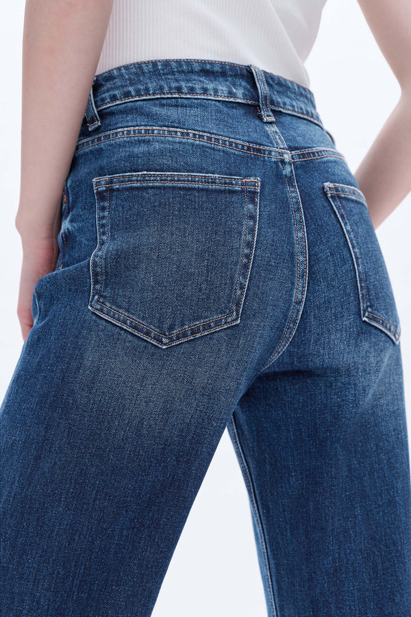 High Rise Relaxed Wide Leg Denim Jeans-Wide Leg-BAYEAS