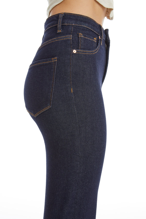 High Rise Straight Denim Jeans-Straight-BAYEAS