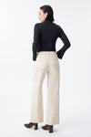 Mid Rise Textured Floral Wide Leg Jeans