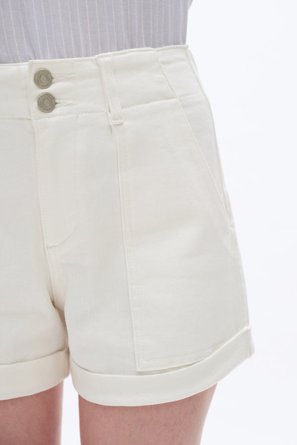 White High Rise Shorts-Shorts-BAYEAS