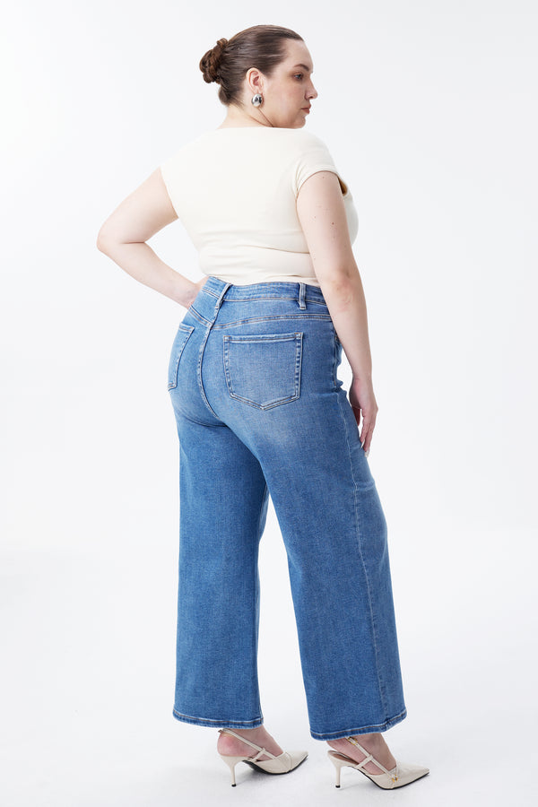 High Rise Ankle Wide Leg Jeans