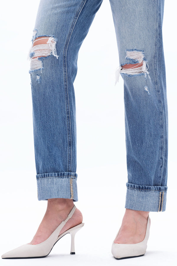 90s Vintage Distressed Jeans-Straight-BAYEAS