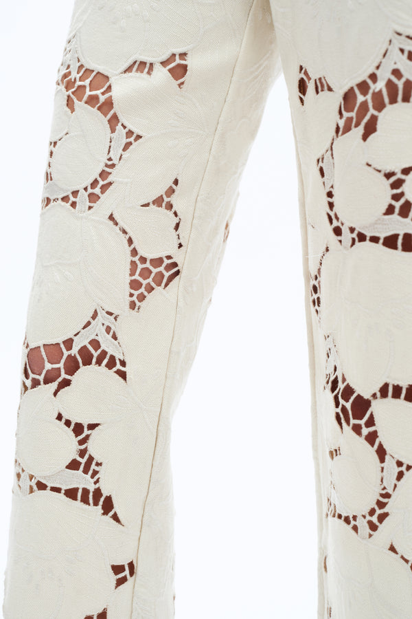 Lace Cutout Pants-Straight-BAYEAS