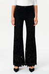 High Rise Lace Rhinestone Wide Leg Jeans