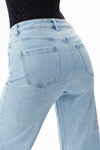 High Rise Ankle Embroidered Straight Leg Jeans