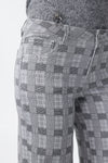 Mid Rise Check Print Wide Leg Pants