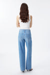 High Rise Contrast Panel Straight Jeans