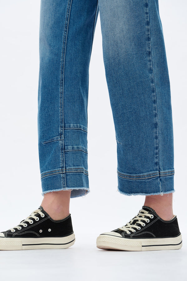 Mid Rise Barrel Leg Jeans-Barrel-BAYEAS