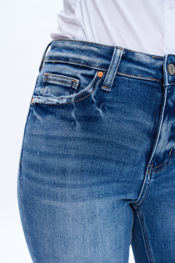 High Rise Flare Denim Jeans-Flare & Bootcut-BAYEAS