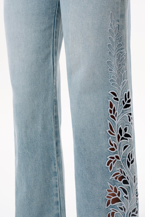 Flora Mid Rise Straight Jeans