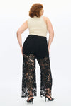 Embroidery High Rise Wide Leg Lace Denim Jeans With Rhinestone (最新版备份)-Wide Leg-BAYEAS