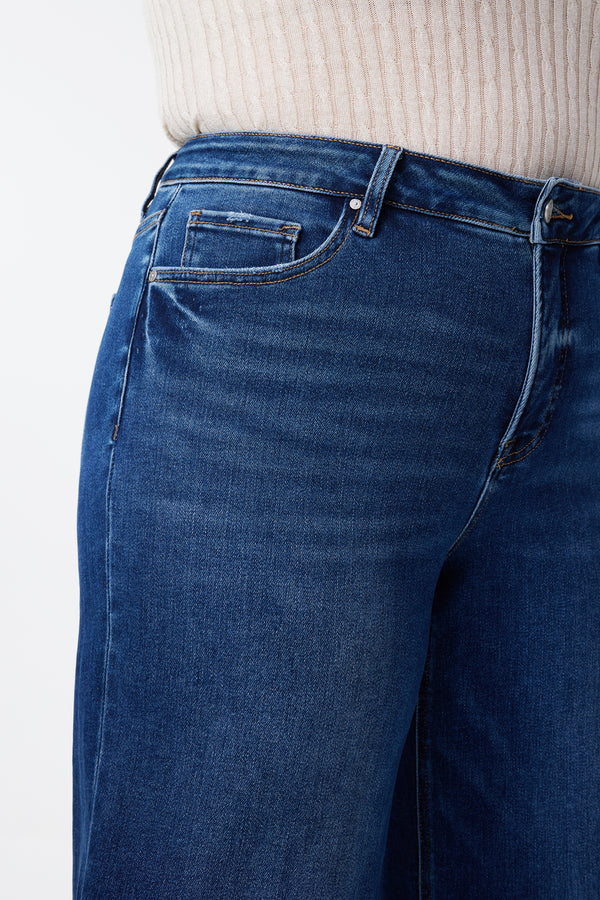 High Rise Ankle Wide Leg Jeans