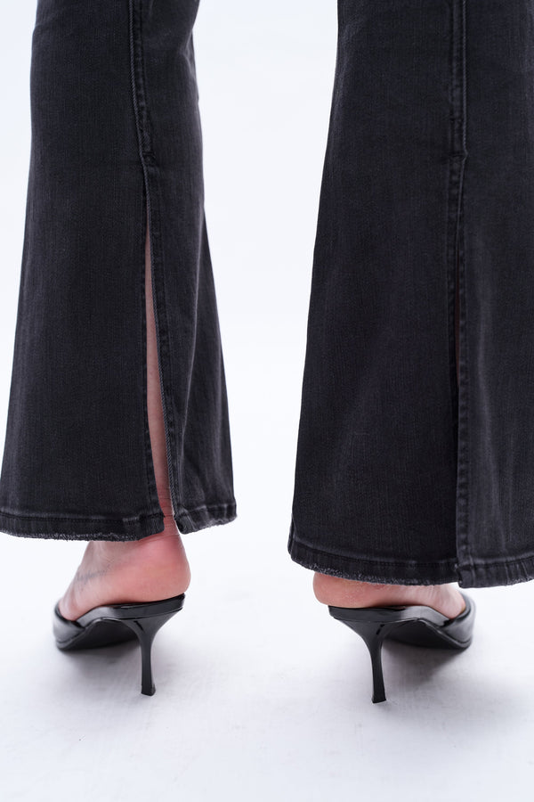 High-Rise Bootcut Jeans with Slit-Flare & Bootcut-BAYEAS