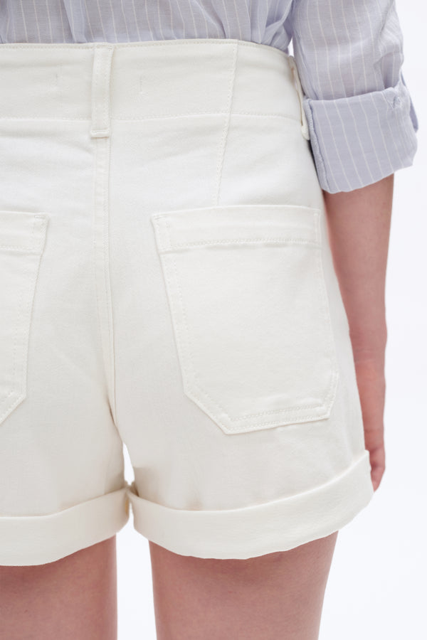 White High Rise Shorts-Shorts-BAYEAS