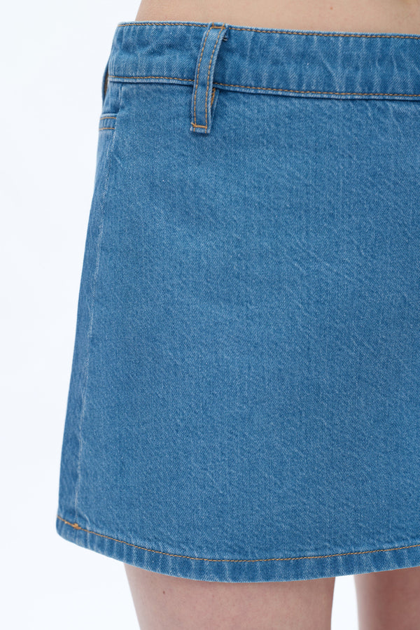 Mid Rise Mini Denim Skirt-Skirts-BAYEAS
