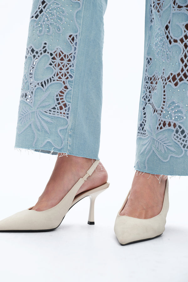 Embroidered Straight-Leg Jeans-Straight-BAYEAS